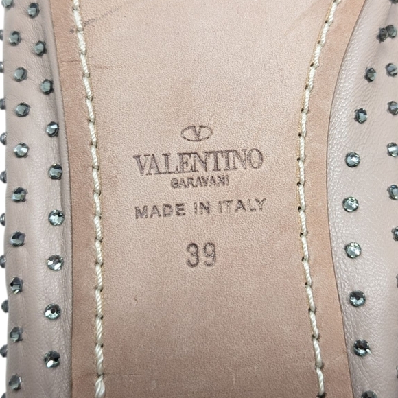 NEW Valentino Garavani Rockstud Crystal Nude Ballet Ballerina Flats Sz EU 39 - Picture 12 of 12